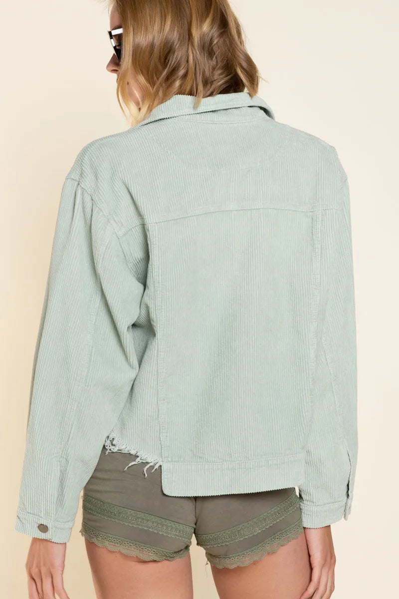 Shop POL Button Down Corduroy Trucker Jacket-available at Reef Love online boho-chic boutique