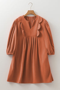 Corduroy Scallop Neck Mini Dress-Reef Love