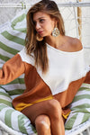 Color Block Rust Thanksgiving Sweater-Reef Love