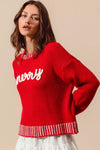 Merry Embroidered Christmas Sweater-Reef Love