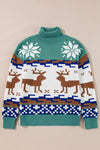 Christmas Reindeer Snowflake Turtleneck Sweater-Reef Love