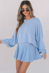 Corded Top and Ruffle Mini Skirt Outfit Set-Reef Love