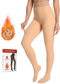 Fleece Lined Tights, Faux Translucent Thermal Warm Fleece Tights-FAYBOX-Reef Love