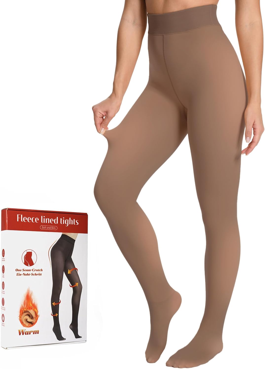 Fleece Lined Tights, Faux Translucent Thermal Warm Fleece Tights-FAYBOX-Reef Love