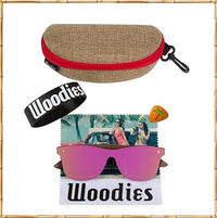 Woodies Oversize Flat Lens Mirrored Walnut Wood Polarized Sunglasses