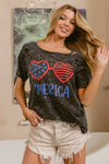 BiBi 4th Of July Theme Mineral Washed Laser Cut Top-T-Shirt-Reef Love