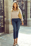 Bow Back Lantern Sleeve V-Neck Sweater-Reef Love
