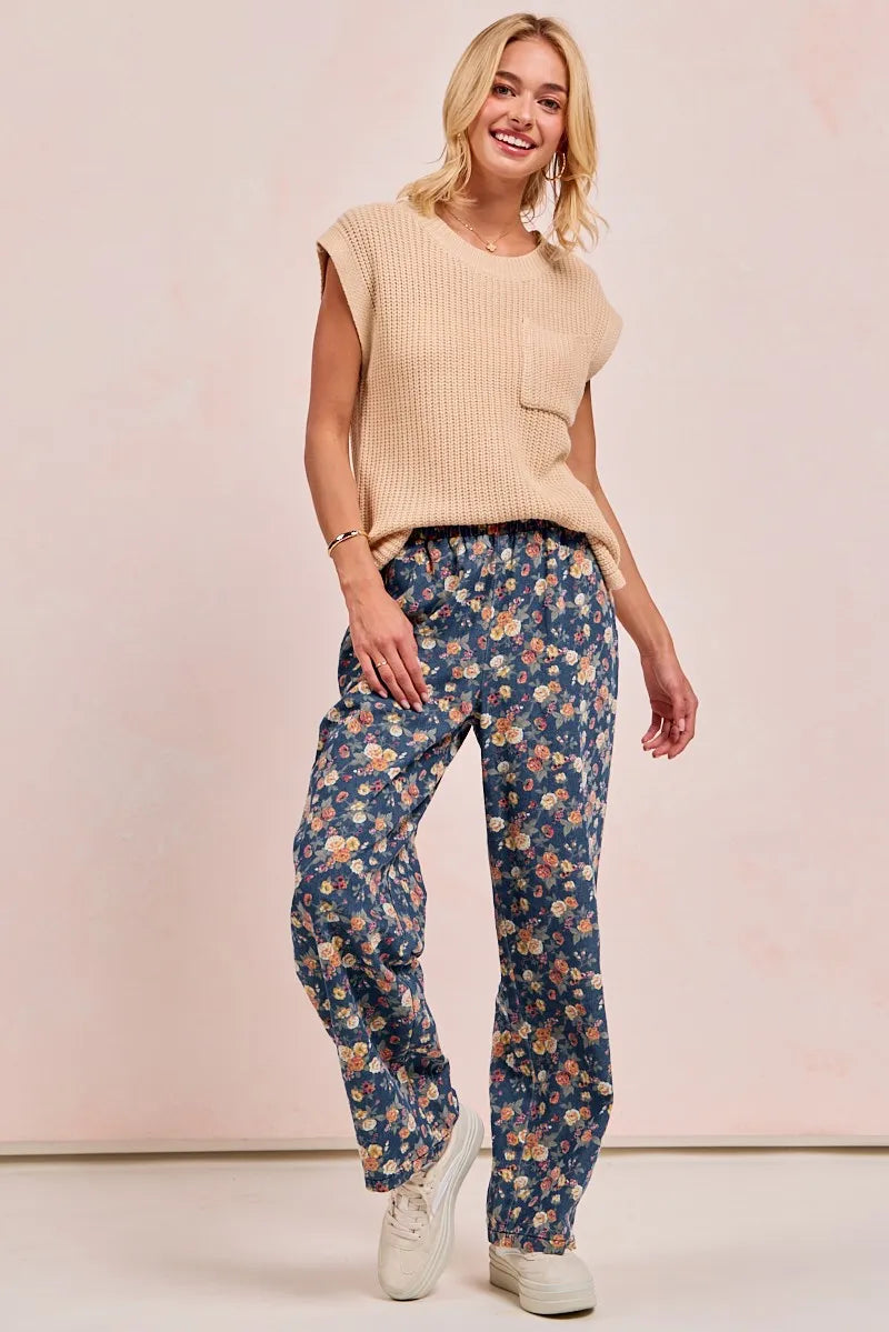 Shop Washed Floral Print Wide Leg Jeans-Boho meets vintage in these Floral Print Wide Leg Jeans featuring a high-waist, relaxed fit, soft floral denim with a touch of stretch. Style meets comfort.-Reef Love Boho-Chic Boutique