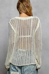 Openwork Knit Cover-Up Top-POL-Reef Love