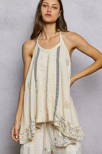 POL Lace Ruffle Halter Neck Cami-Cami Tank Top-Reef Love