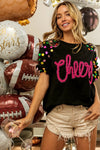 Shop BiBi Metallic Letter Spangle Raglan Puff Sleeve Top-available at Reef Love online boho-chic boutique
