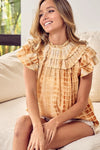 Tiered Ruffle Neck Tie Dye Top-Reef Love