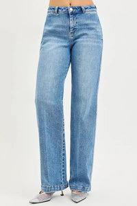 RISEN Slouchy Straight Leg Boyfriend Jeans, Medium Wash-RISEN-Reef Love