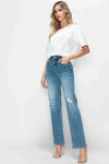 bytos Distressed High Rise Straight Jeans