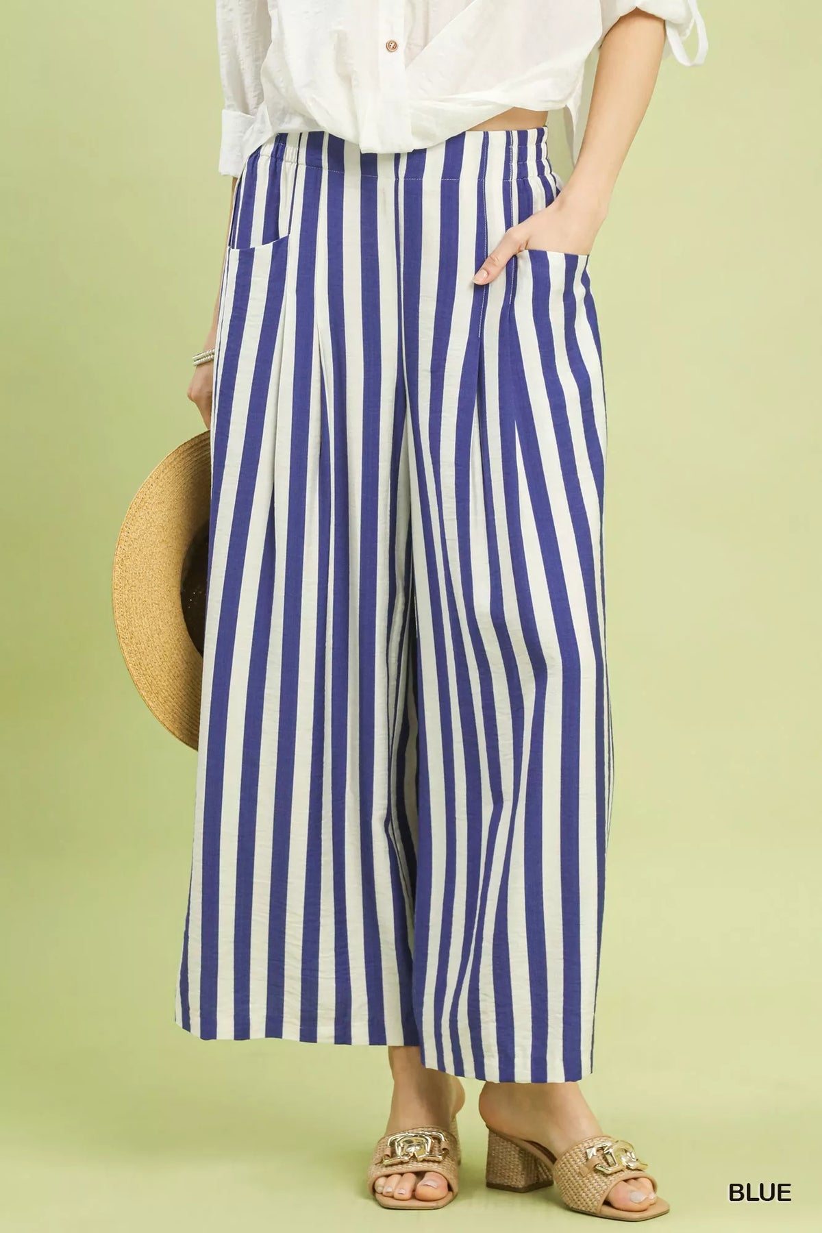 Nautical Stripe Wide Leg Pants-Umgee-Reef Love