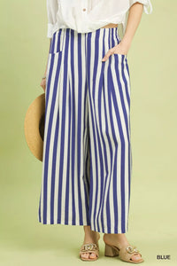 Nautical Stripe Wide Leg Pants-Umgee-Reef Love
