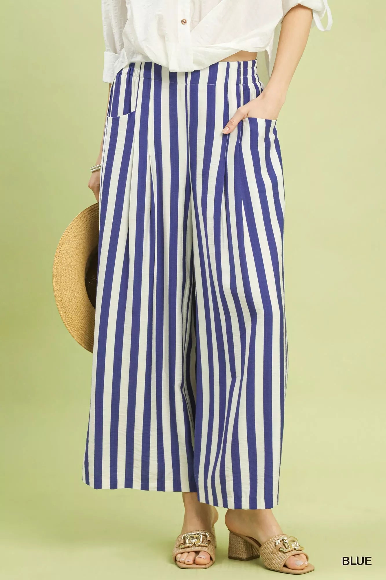 Nautical Stripe Wide Leg Pants-Umgee-Reef Love