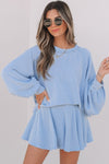 Corded Top and Ruffle Mini Skirt Outfit Set-Reef Love