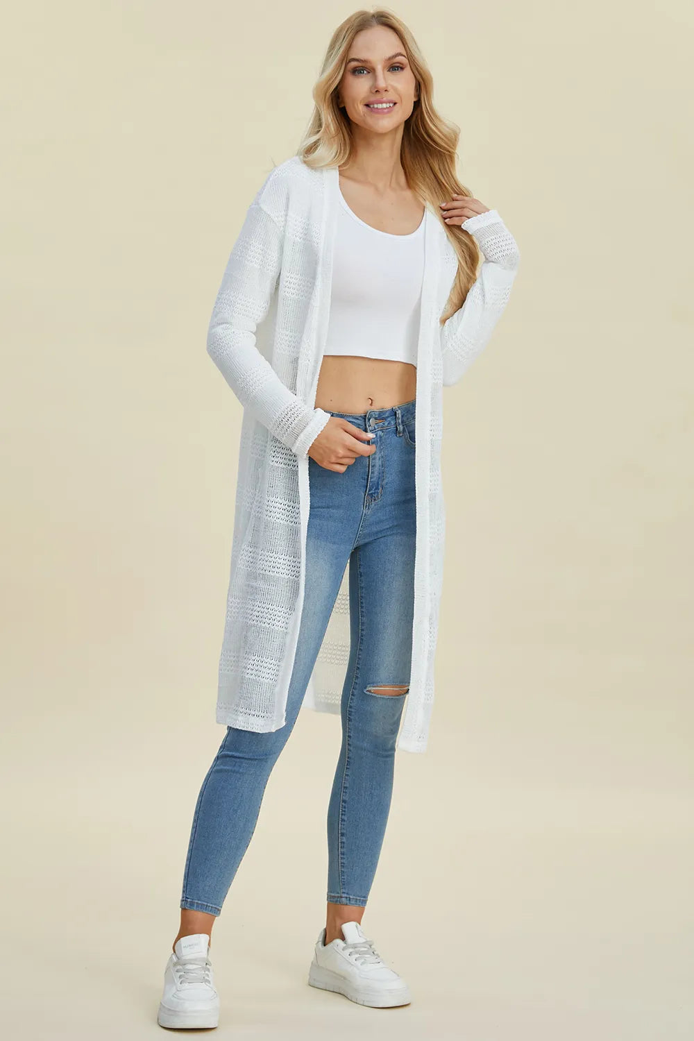 Lightweight Open Front Longline Cardigan-Double Take-Reef Love