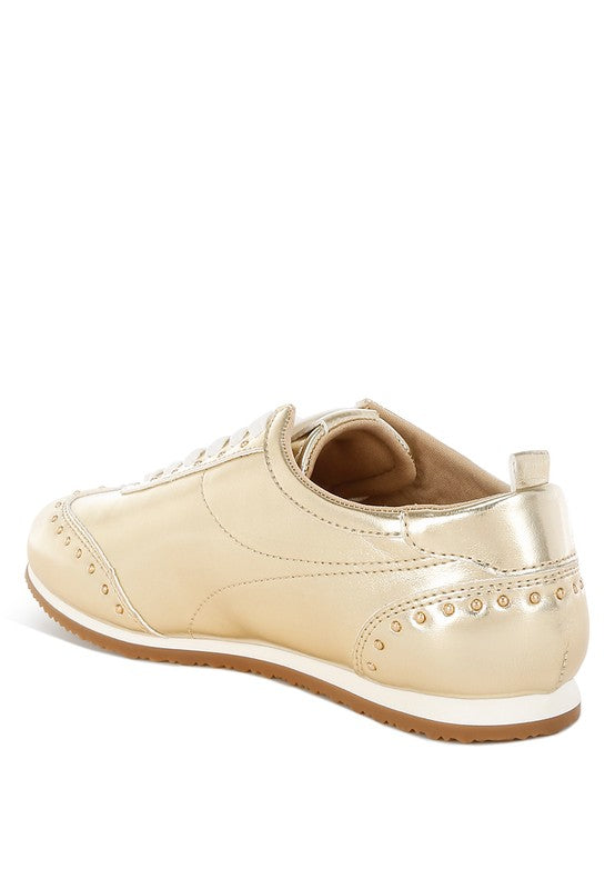 Yorika Studded Metallic Pleather Sneakers by Rag&Co.