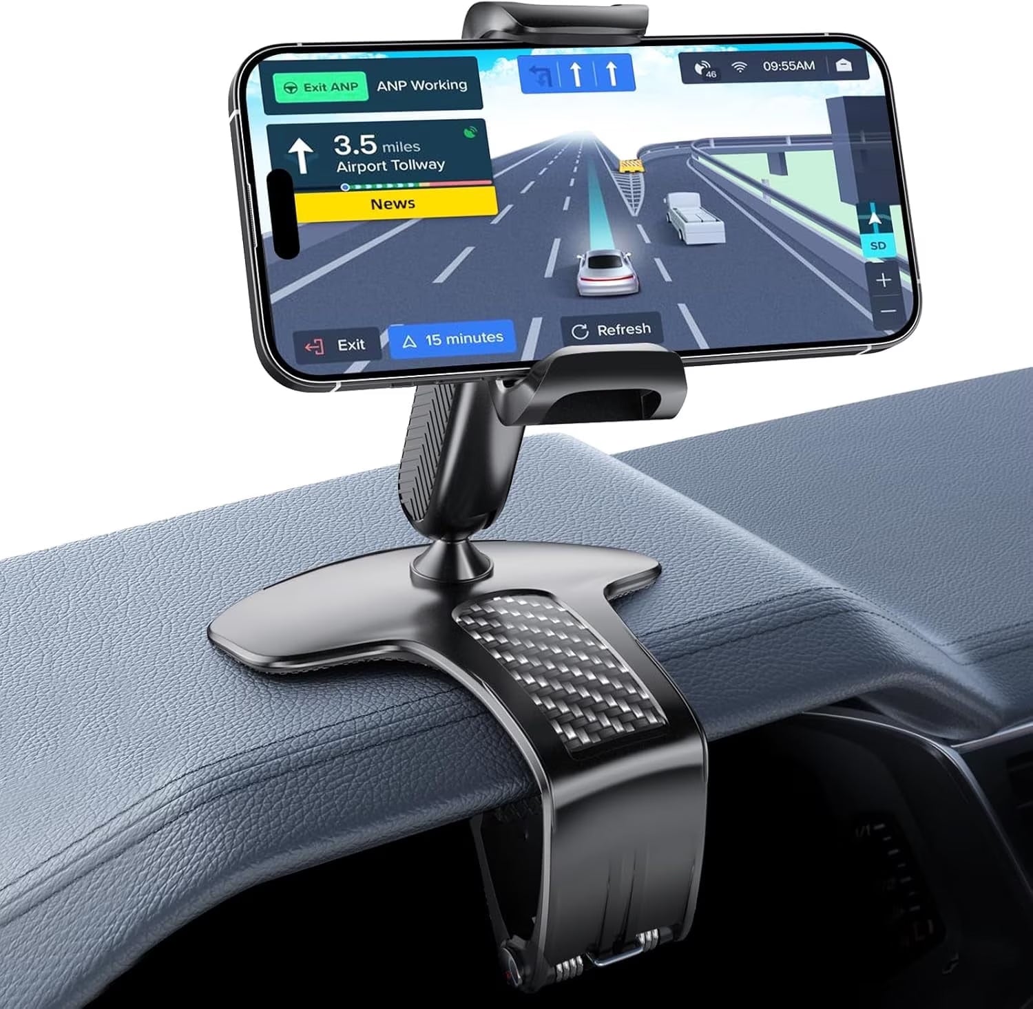 Universal 360 Dashboard Cell Phone Holder, Upgrade Clip Car Phone Holder Mount for Dashboard 360 Degree Rotation Dash Board Phone Mount Fit for Iphone,Samsung,Google,Nokia, 4 to 7" Smartphones