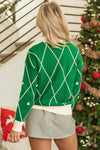 Christmas Geometric Diamond Pom Sweater-Reef Love