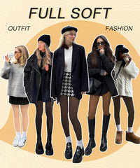 Fleece Lined Tights, Faux Translucent Thermal Warm Fleece Tights-FAYBOX-Reef Love