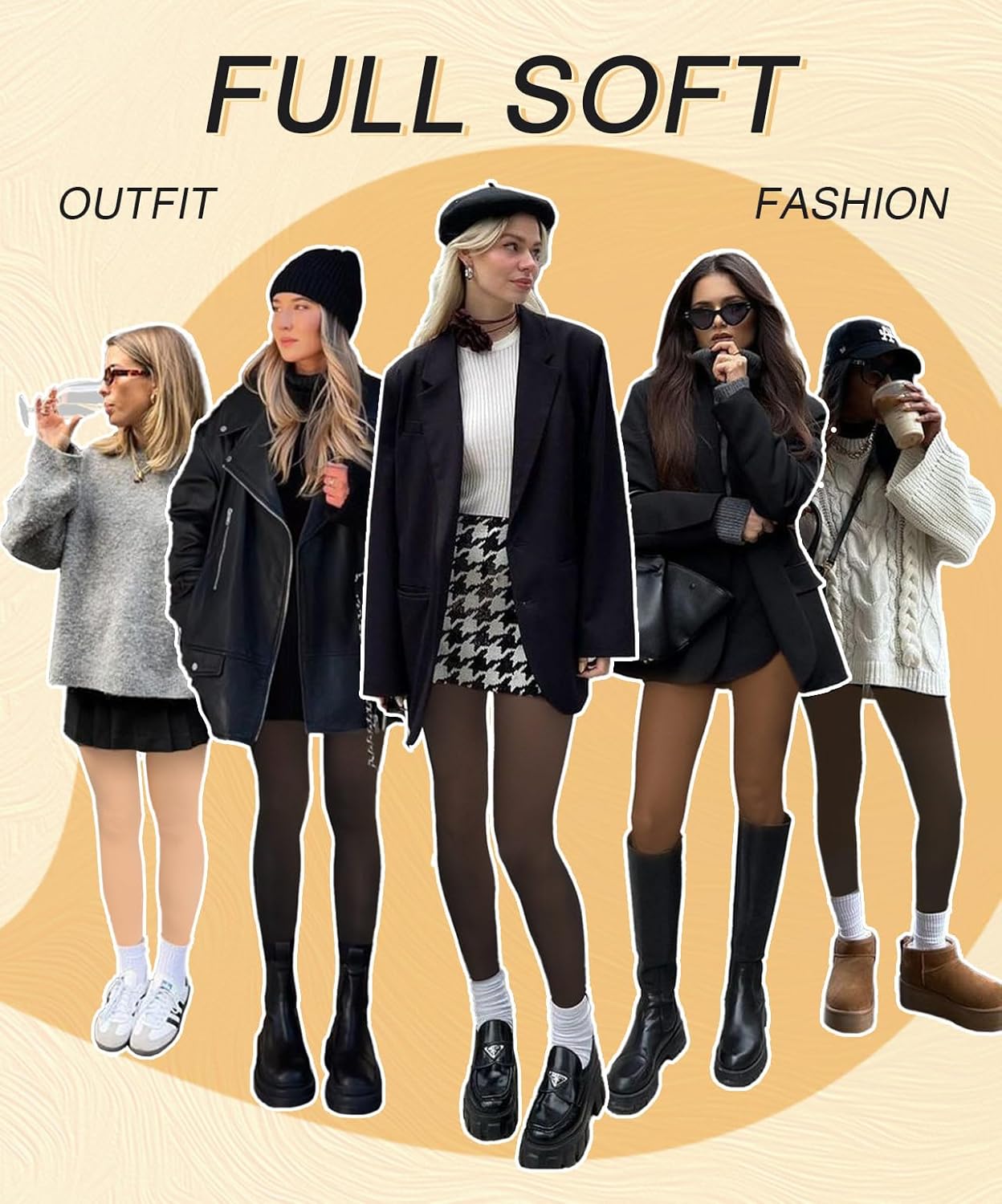 Fleece Lined Tights, Faux Translucent Thermal Warm Fleece Tights-FAYBOX-Reef Love