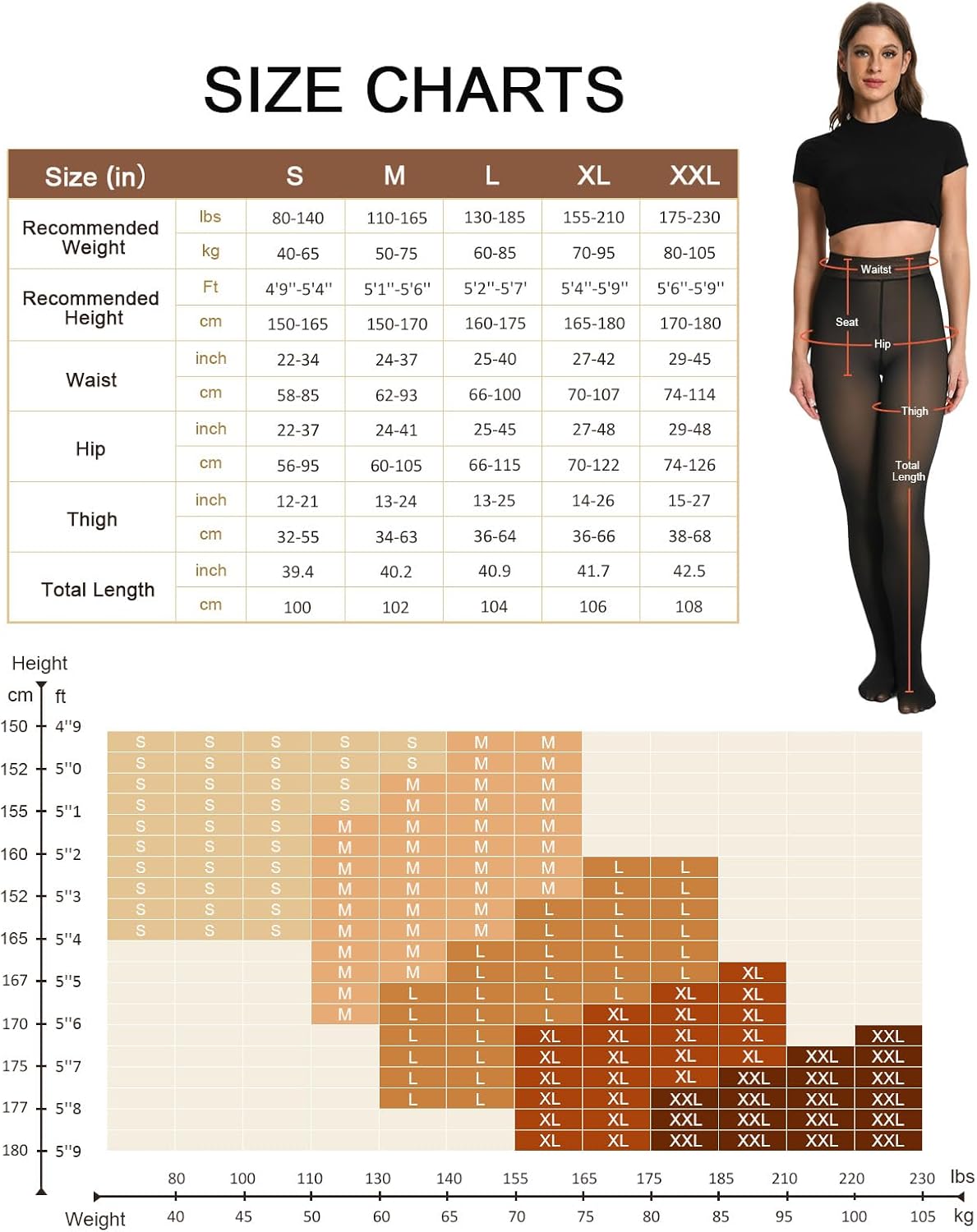 Fleece Lined Tights, Faux Translucent Thermal Warm Fleece Tights-FAYBOX-Reef Love