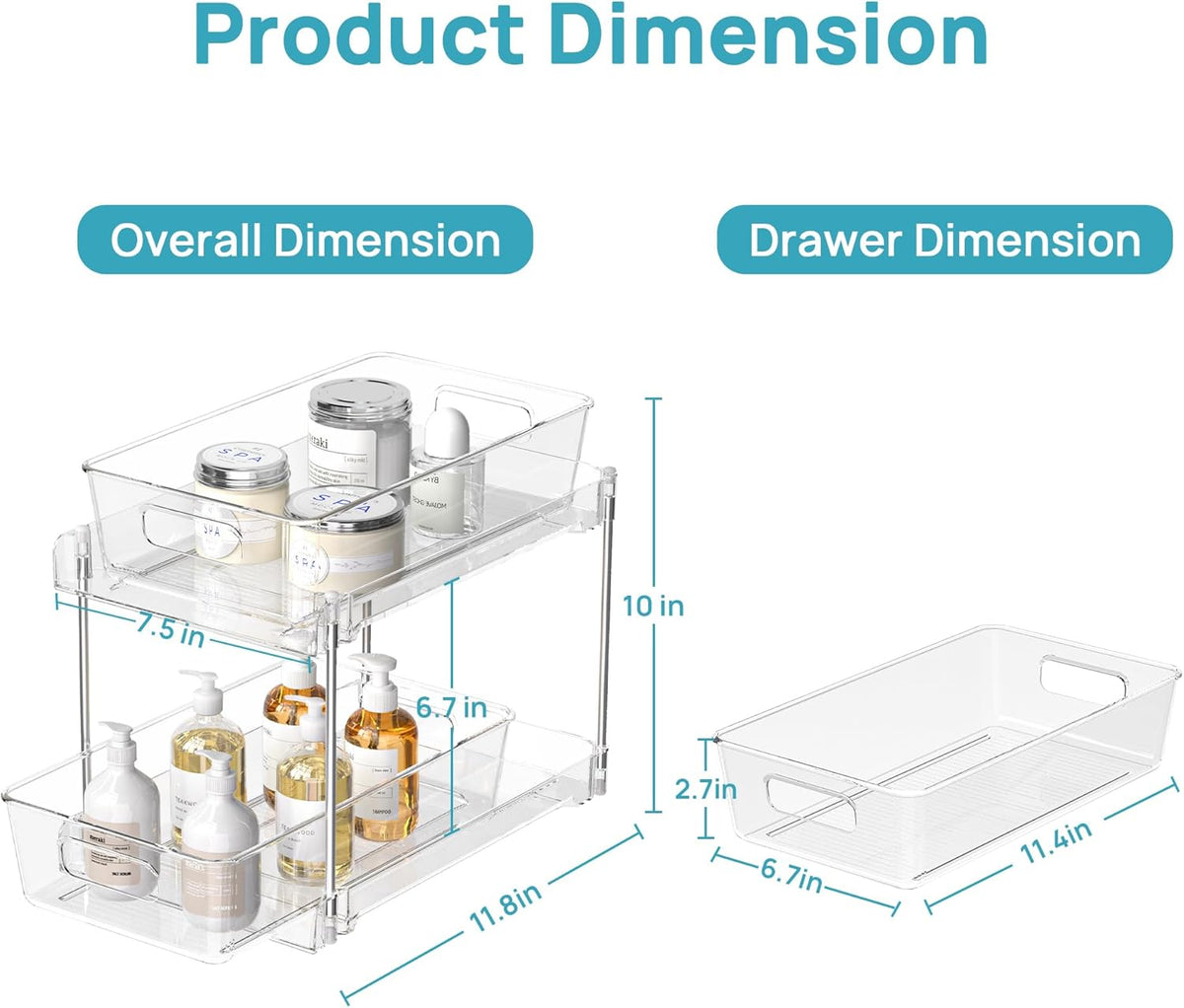 2 Tier Under Sink Bathroom Organizers Vanity Countertop Storage Container-Vtopmart-Reef Love