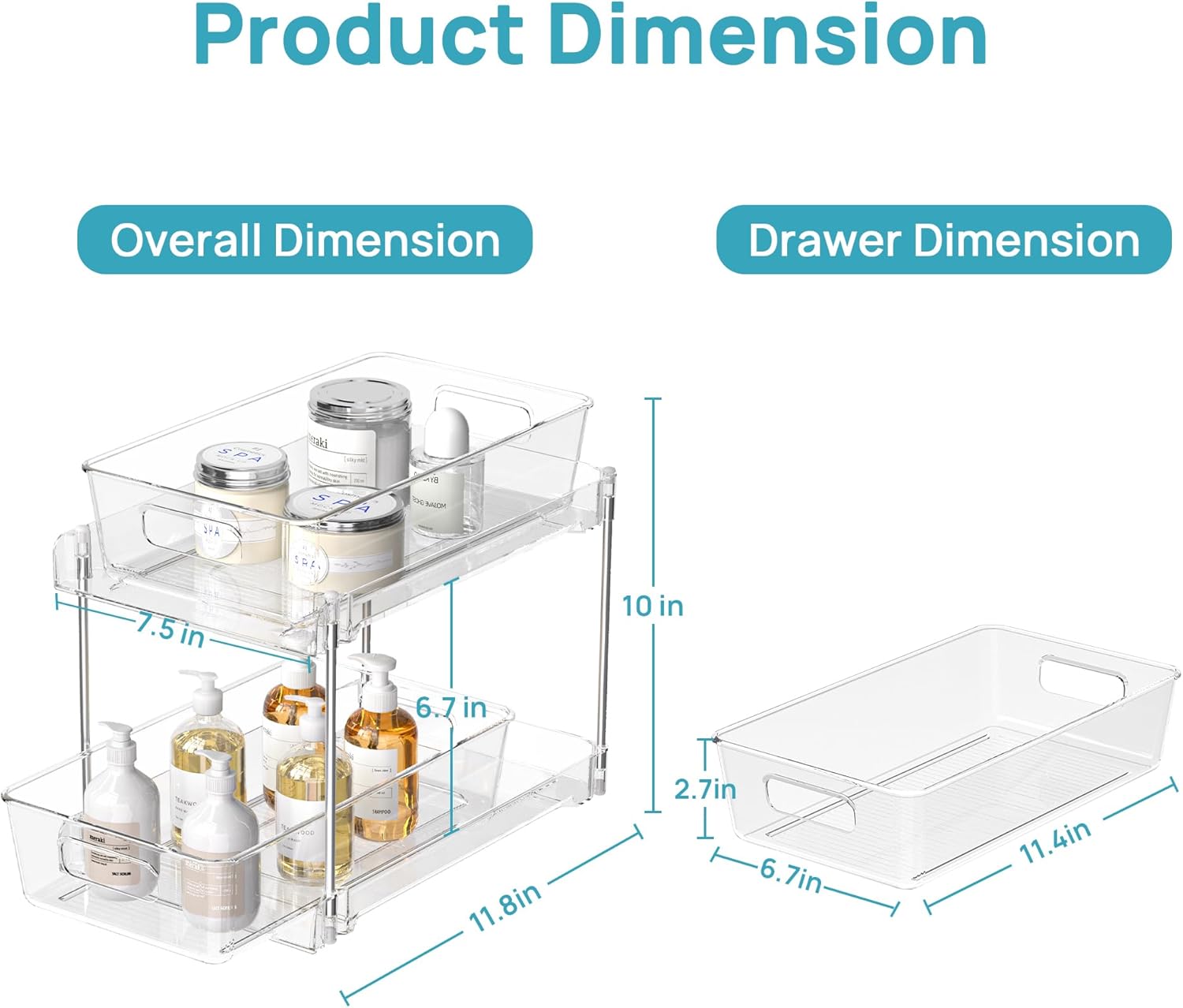 2 Tier Under Sink Bathroom Organizers Vanity Countertop Storage Container-Vtopmart-Reef Love