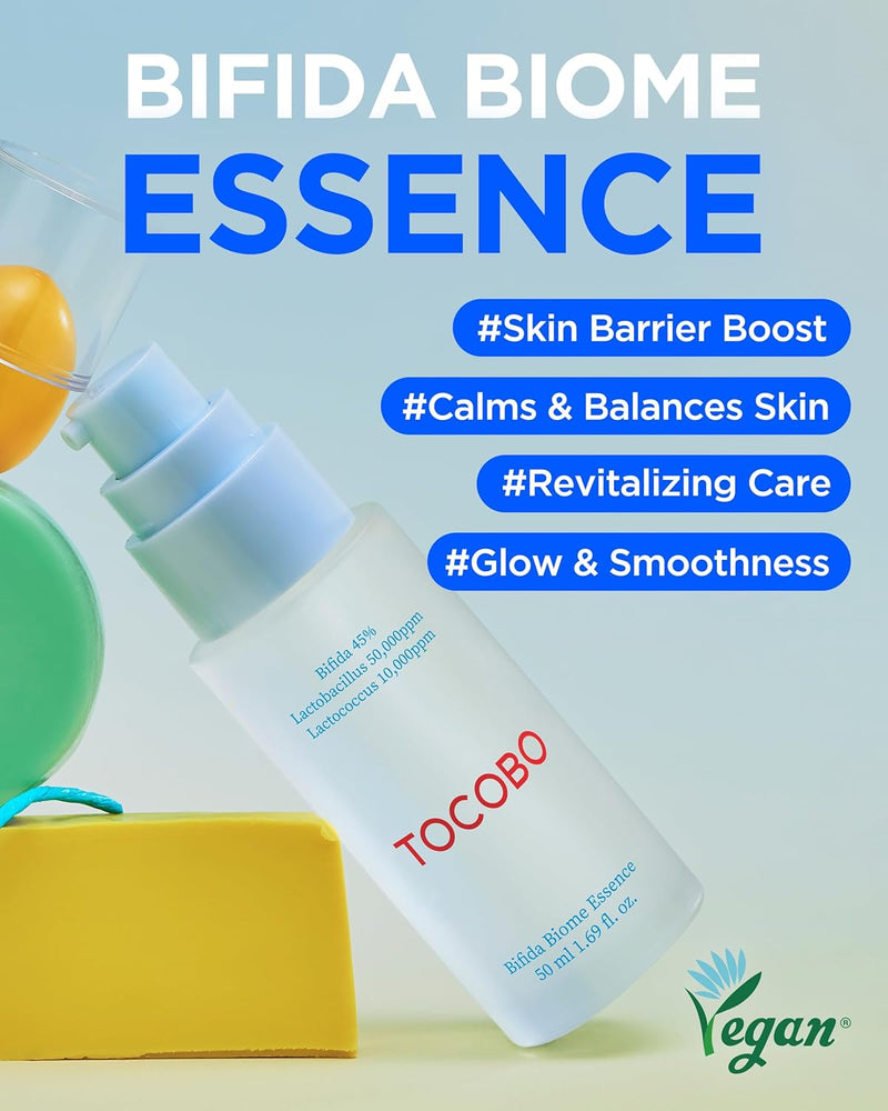 TOCOBO Bifida Biome Essence 1.69 Fl Oz / 50Ml | All in One, Skin Repair Serum, Skin Barrier Essence | Natural Ingredients, Vegan Essence, Cruelty Free, Korean Vegan Essence