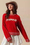 Merry Embroidered Christmas Sweater-Reef Love