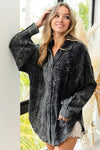 Vintage Charcoal Washed Wrinkle Gauze Shacket