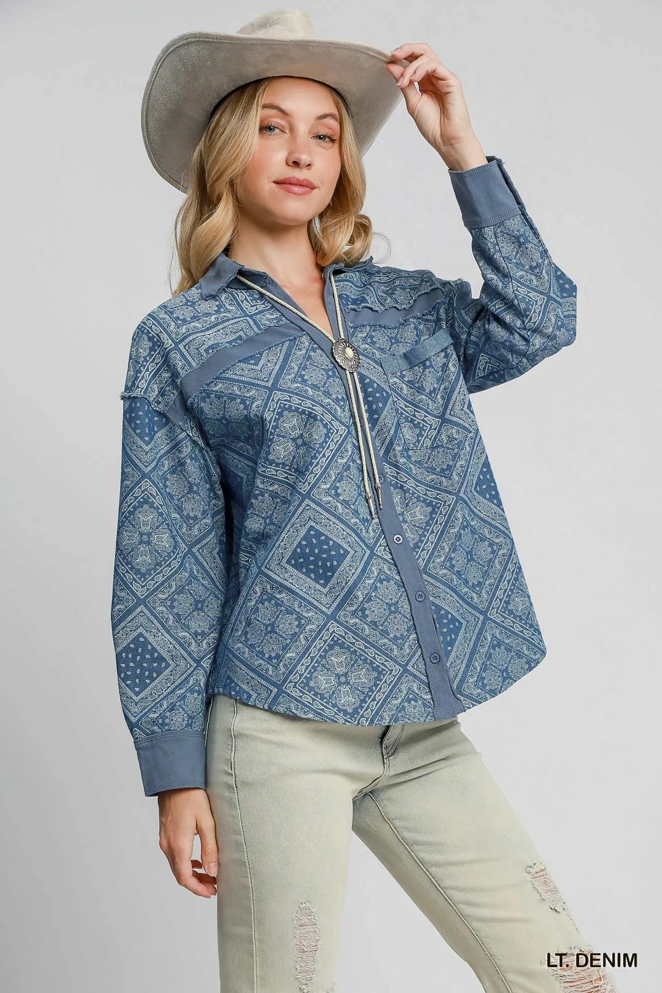Paisley Print Denim Jacket
