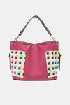 Women’s Three piece handbag set includes a Large Shoulder Bag, a Solid Bag, and a charming Heart Coin Pouch.