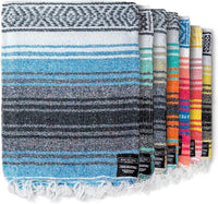Authentic Handwoven Mexican Blanket | Yoga Blankets, Outdoor, Picnic, Beach, Camping | Equestrian Saddle | Serape 50X70 Inches - Azure, Pack of 1