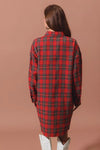 Christmas Checker Plaid Button Up Mini Shirt Dress