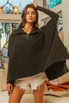 Quilted Vintage Washed Half Zip Sweatshirt