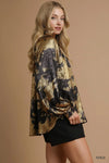 Gold Metallic Blouse with Balloon Sleeves-Gold metallic blouse with balloon sleeves on black base. Oversized, eye-catching fit with a glamorous finish—perfect for parties, date nights, or holidays.-Reef Love Boutique