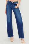 RISEN Low Rise Wide Leg Raw Hem Jeans-Reef Love