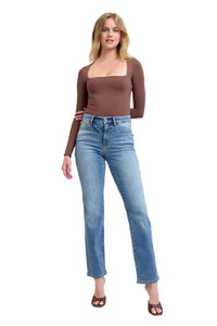 Judy Blue Vintage Wash Thermal Jeans Straight Leg-Jeans-Reef Love