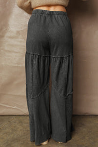 Mineral Wash Patchwork Tiered Wide Leg Comfy Pants-JUNIPER BLVD-Reef Love