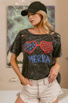 BiBi 4th Of July Theme Mineral Washed Laser Cut Top-T-Shirt-Reef Love