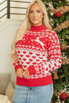 Christmas Reindeer and Heart High Neck Sweater-Reef Love