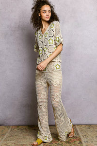Starry Coast Openwork Crochet Flare Pants-Reef Love