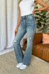 Judy Blue Medium Rise Tummy Control Destroy Flare-Jeans-Reef Love