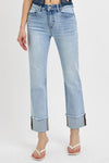RISEN High Rise Straight Cuffed Relaxed Jeans