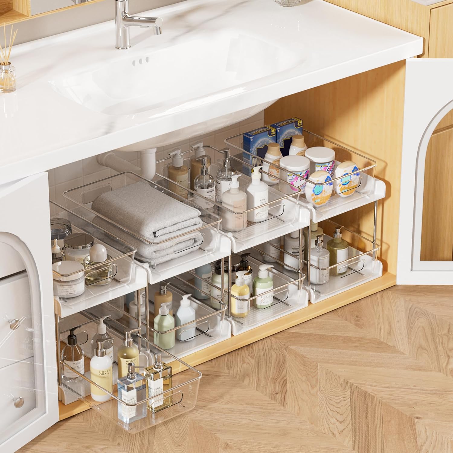 2 Tier Under Sink Bathroom Organizers Vanity Countertop Storage Container-Vtopmart-Reef Love