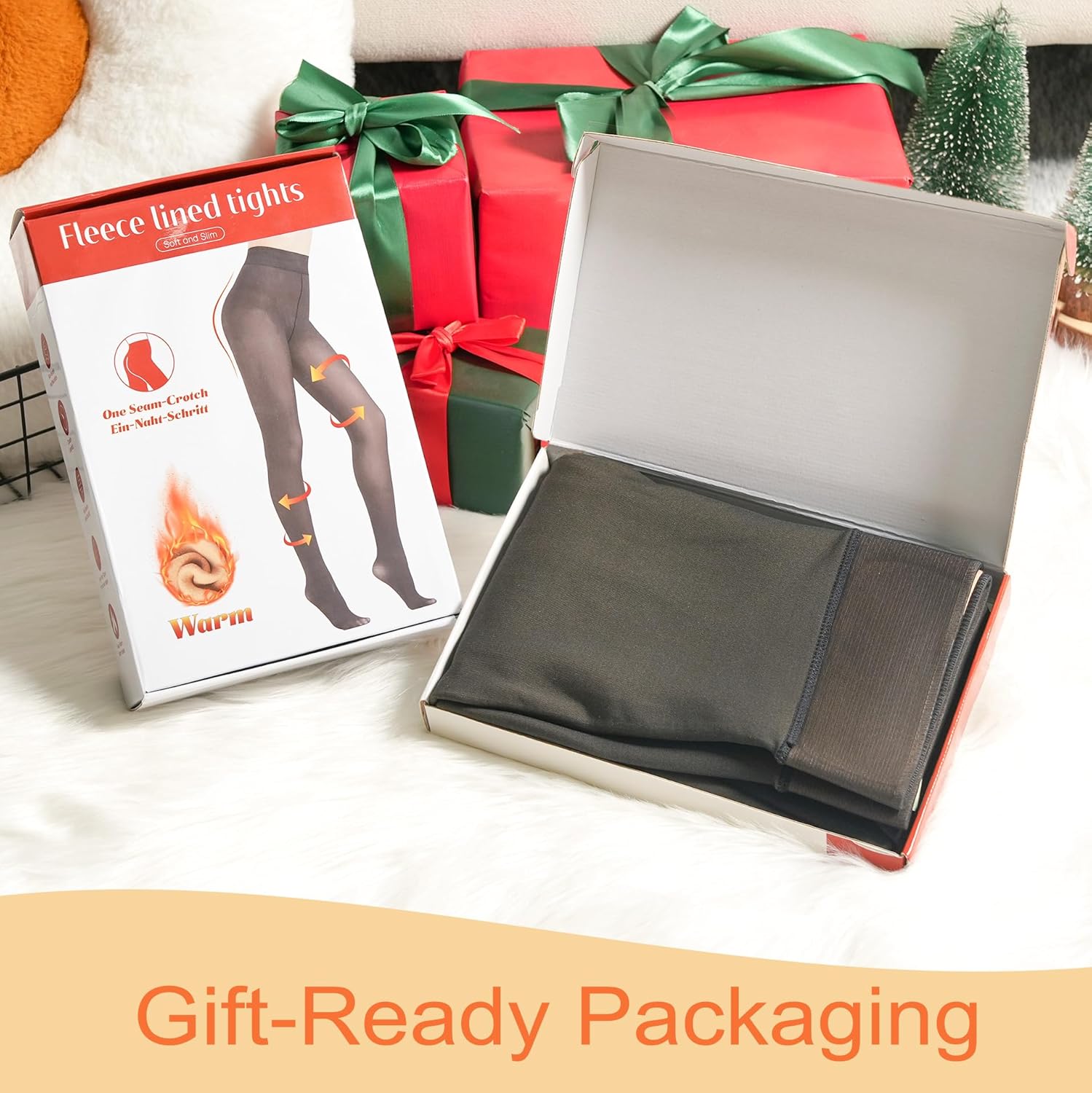 Fleece Lined Tights, Faux Translucent Thermal Warm Fleece Tights-FAYBOX-Reef Love